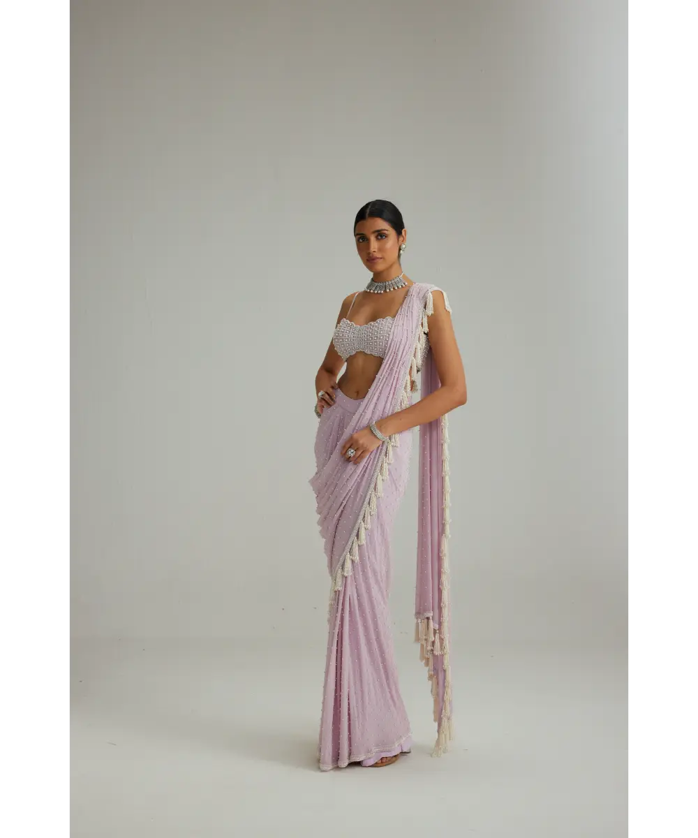 VVANI VATS- Lavender draped saree set
